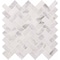 Msi Calacatta Cressa Herringbone SAMPLE Honed Marble Mesh-Mounted Mosaic Tile ZOR-MD-0140-SAM - alternate 1